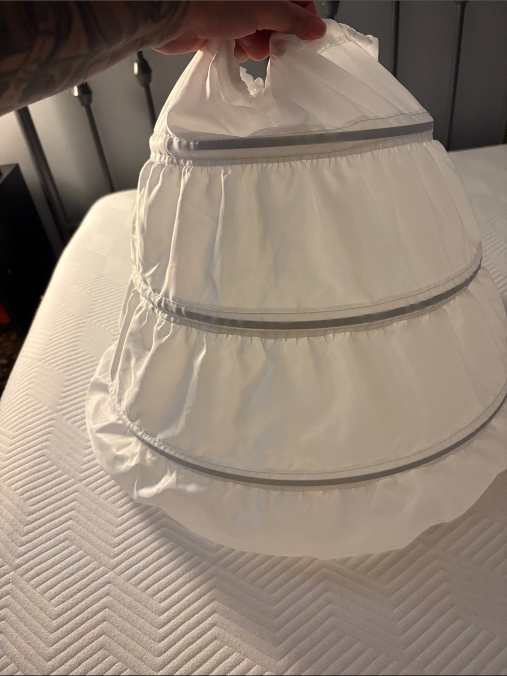 Little girls white hoop skirt with strings to tie for under dress